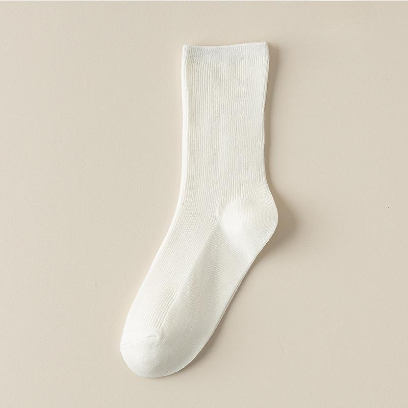 Women's Double-needle Skinny Mid-calf Socks, Sweat-absorbing Thin Breathable Women's Socks, Summer Black and White Socks, Cotton Socks