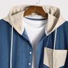 Men's Color-Block Corduroy Hooded Jacket - Warm and Thickened Design