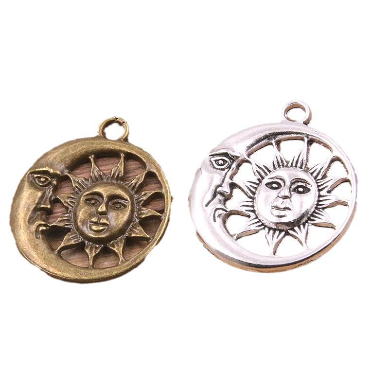25x29mm Dual-Color Moon, Star & Sun Pendants – Natural Handmade Jewelry Accessories