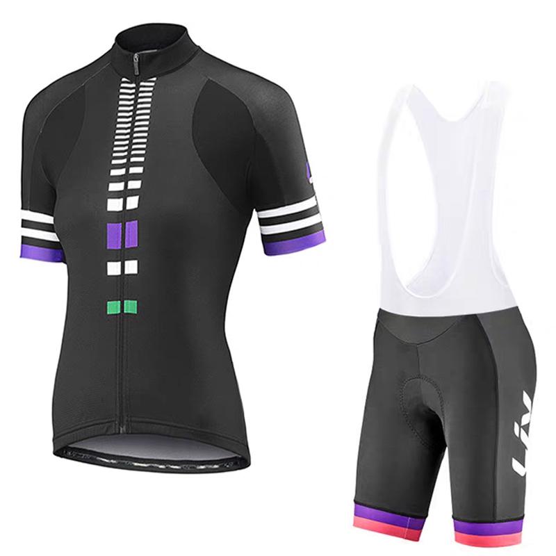 Women's Cycling Suit Set Summer Short Sleeved Cycling Jersey Cycling Bib Women's Sponge Cushion Cycling Shorts