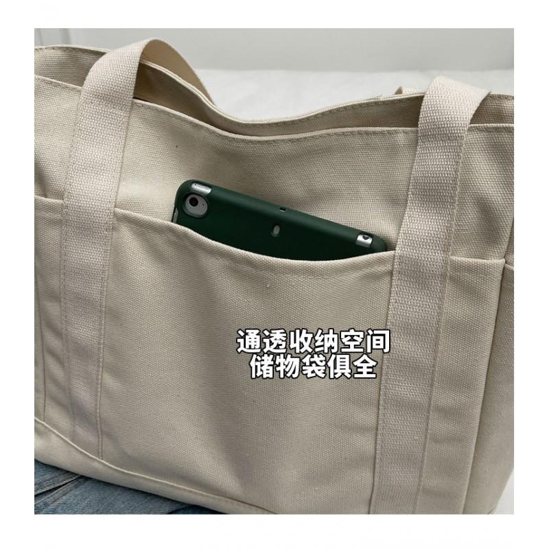 New Cross-border Canvas Large-capacity Shoulder Bag All-matching Commuter Student Class Handbag Casual Tote