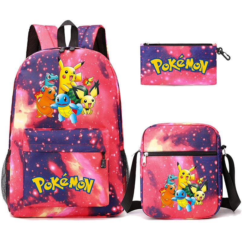 Backpack Teen Student School Bag Three-piece Pencil Case Crossbody Bag