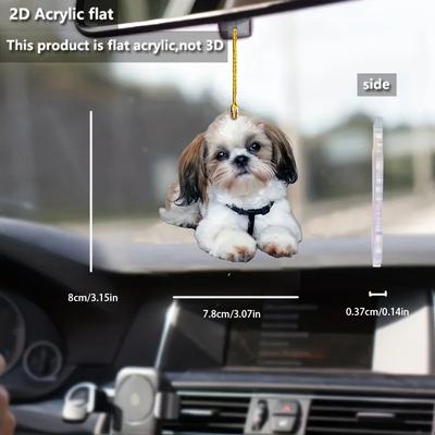 Niedlicher Hund Autoinnenraum Hund Rückspiegel Dekoration Anhänger Feiertagsdekoration Weihnachtsbaum Dekoration Paar Geschenk Schlüsselanhänger