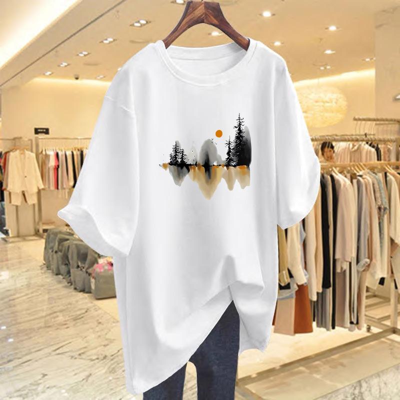 

New niche heavy cotton high street genderless T-shirt women s summer new couple loose short sleeves S