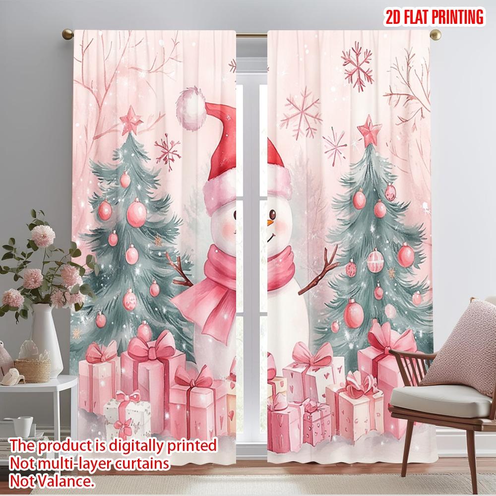 

2 шт., 2D печать на ткани, Принт Шторы Милый Снеговик Рождественские Подарки_g (2) Универсальная полиэфирная ткань (без удилища) на открытом воздухе 52.50×116.00 CM 2pcs