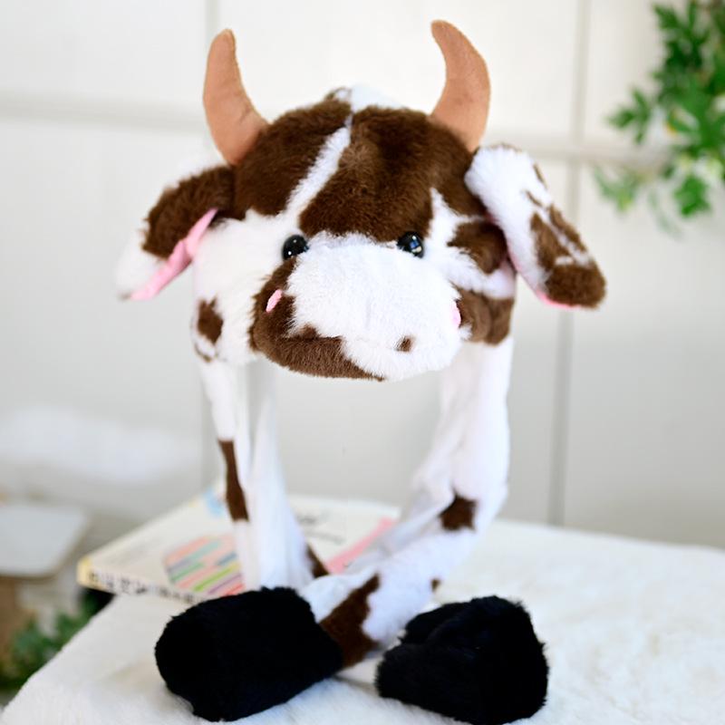 Autumn/Winter Cow Mascot Hat with Scarf & Gloves - Cute 3-in-1 Ear Hat