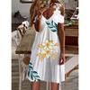 Vestido de Verano con Hombros Descubiertos de Encaje y Manga Corta Nuevo Estampado Holgado Casual Vestidos de Fiesta Moda Femenina Elegante Línea A Talla Grande Ropa Dulce