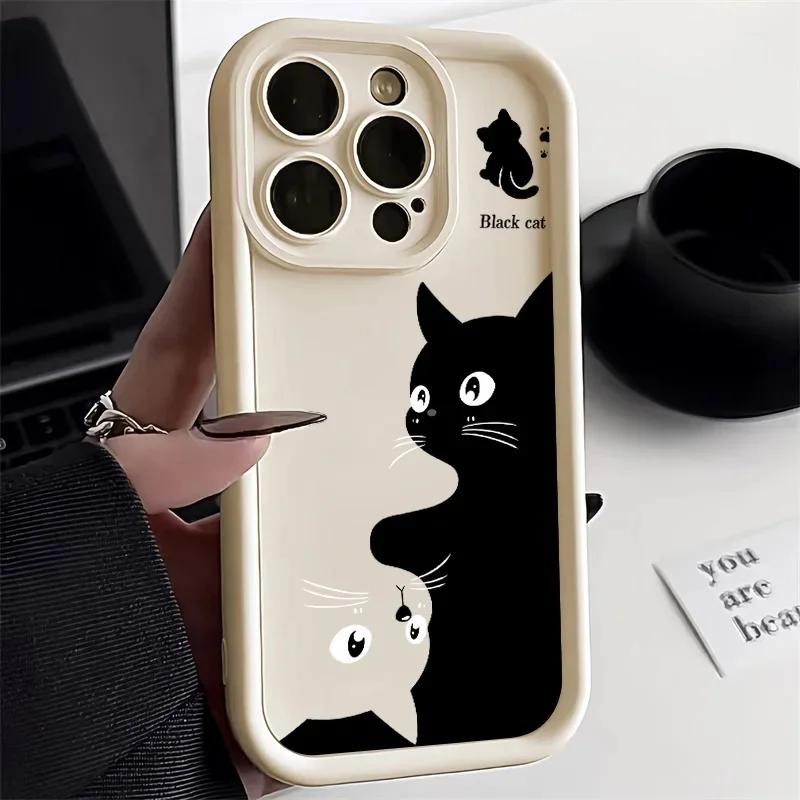 Cartoon Cat Soft Phone Case For iPhone 15 16 Pro Max Cases iPhone 14 13 12 11 Pro Max XS Max XR X 7 8 Plus 16e Shockproof Cover