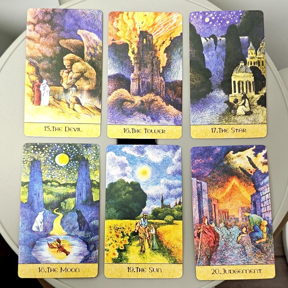 Fantasy Garden Tarot 78 Pcs Cards In Rider-waite System Made with Ballpoint Pens In Eight Colors 10.3*6cm