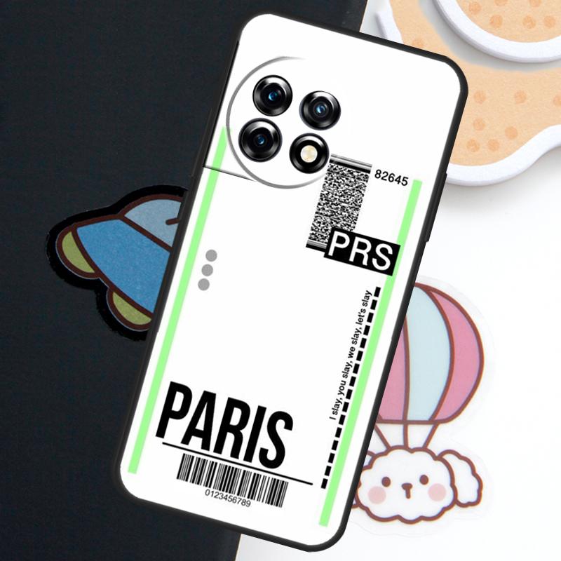 Fly Ticket Air Tickets Travel Label Case For OnePlus Nord N30 N20 CE 5 3 4 Lite OnePlus 15 13 12 11 9 8 10 Pro 10T 13R 15R Cover