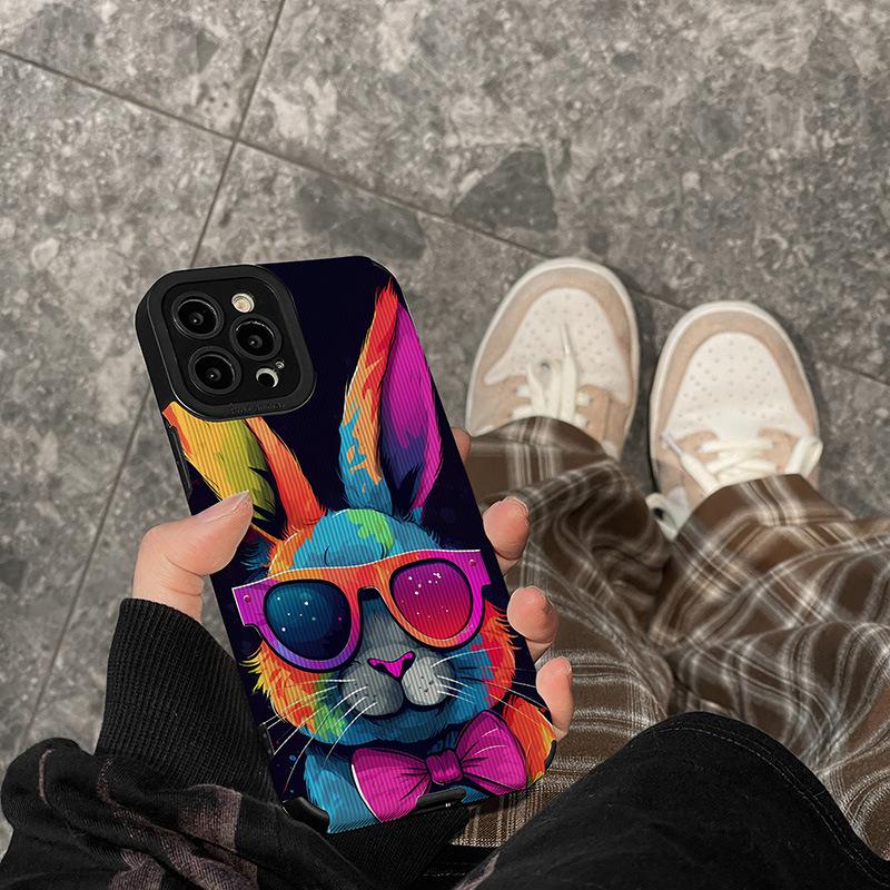 Applicable to Apple 15 color graffiti cartoon rabbit iphone13promax mobile phone case 12 all-inclusive personality 14 tide