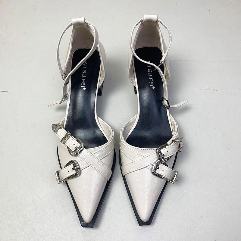 

Мода Мода Ремешок с пряжкой на щиколотке Женские Туфли-лодочки на каблуке 4 см Женская Обувь с мелким вырезом Остроносые Женские Туфли на среднем квадратном каблуке 35 бежевый