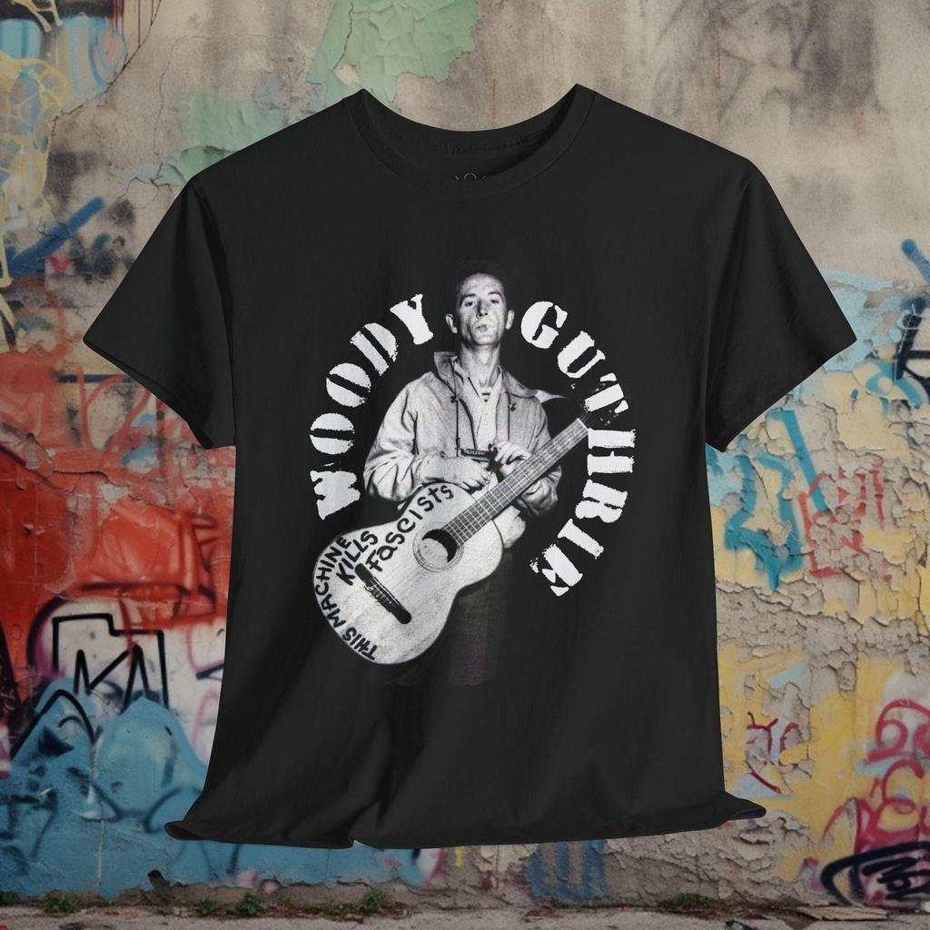 Woody Guthrie Shirt "This Machine Kills Fascists" Folk Music Guitar Tee Unisex T-Shirt