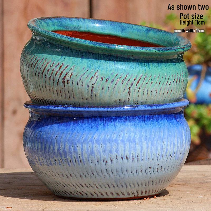 Handmade Coarse Pottery Wide-Mouth Flower Pot - Ceramic Zisha Succulent Planter with Rustic Cut-Edge Design for Chlorophytum