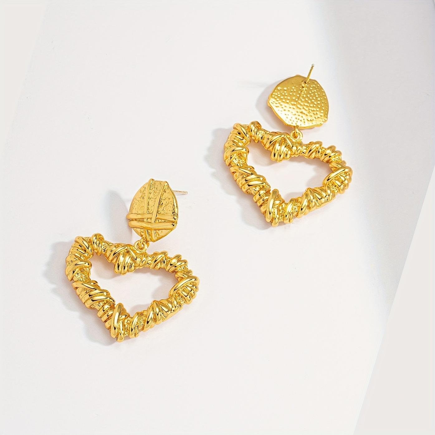 Electroplated plain gold love pendant earrings heavy industry fashion trend earrings