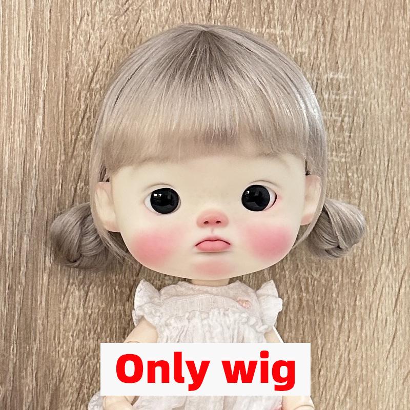 BJD Wig Qbaby Blyth Amydoll Cute Soft Bangs Ponytail with Long Hair For Big Head Doll Dolls Toy Doll Accessories 10 Inches