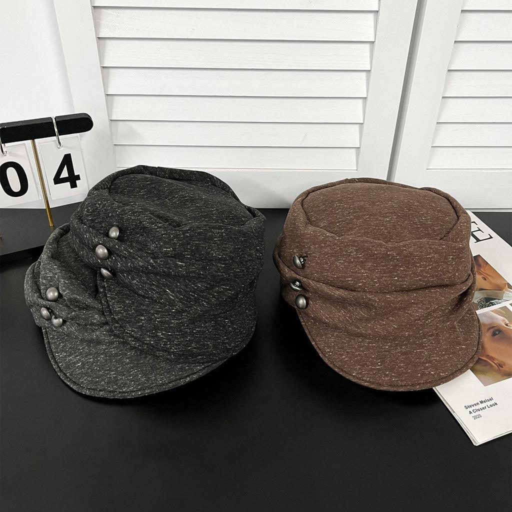 Retro pleated octagonal hat women's autumn and winter newsboy hat literary equestrian hat versatile face hat