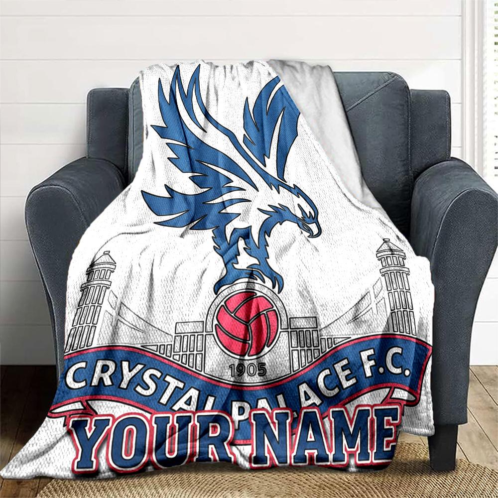 1pc Crystal Palace F.C Blanket with Custom Name, Gift, for Men and Women, Soft Blanket, Good for Sofa Bed Couch Travel, Lightweight Flannel Blanket