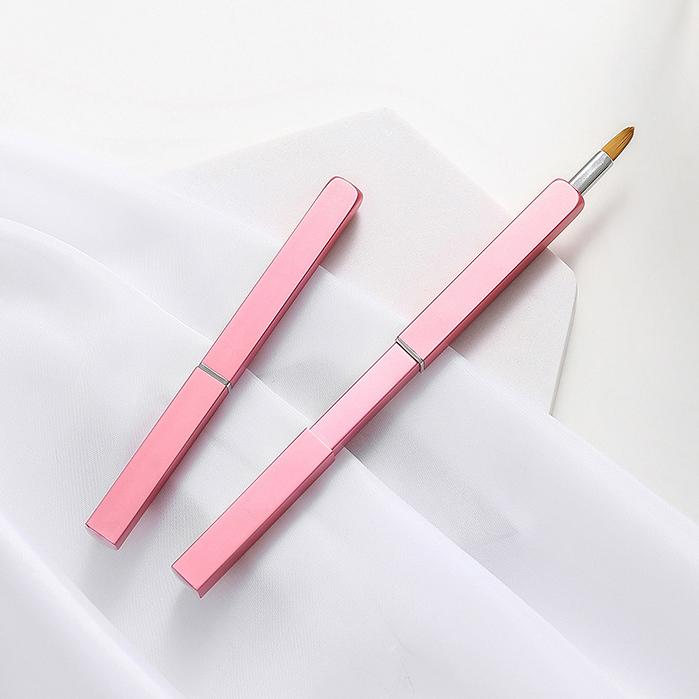 Best Beauty Own Brand Metal Pink Travel Vegan Fine Gel Gold Scrub Lip Brush Liner Remover Make Up Retractable Lip Brush