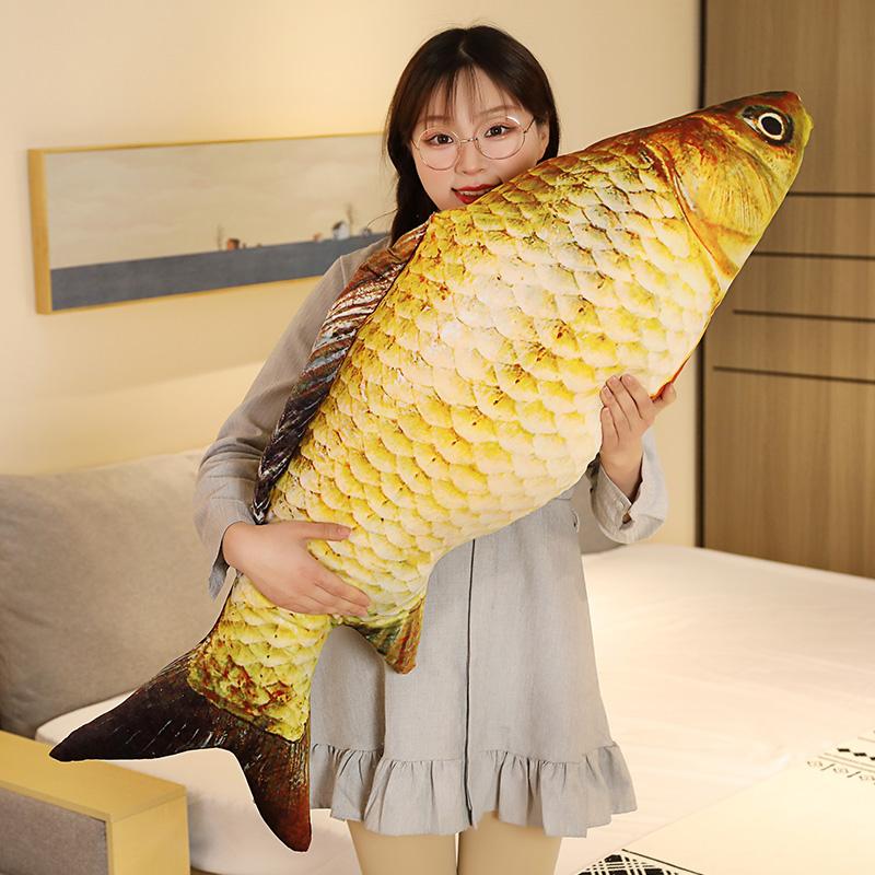 40cm 3D Simulation Fish Plush Toys Stuffed Soft Animal Crucian Carp Plush Pillow Creative Sofa Pillow Cushion Gift Kids Toy