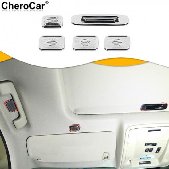 

For 2014-18 Chevy Silverado Interior Roof Microphone Decor Set Cover Trim Chrome