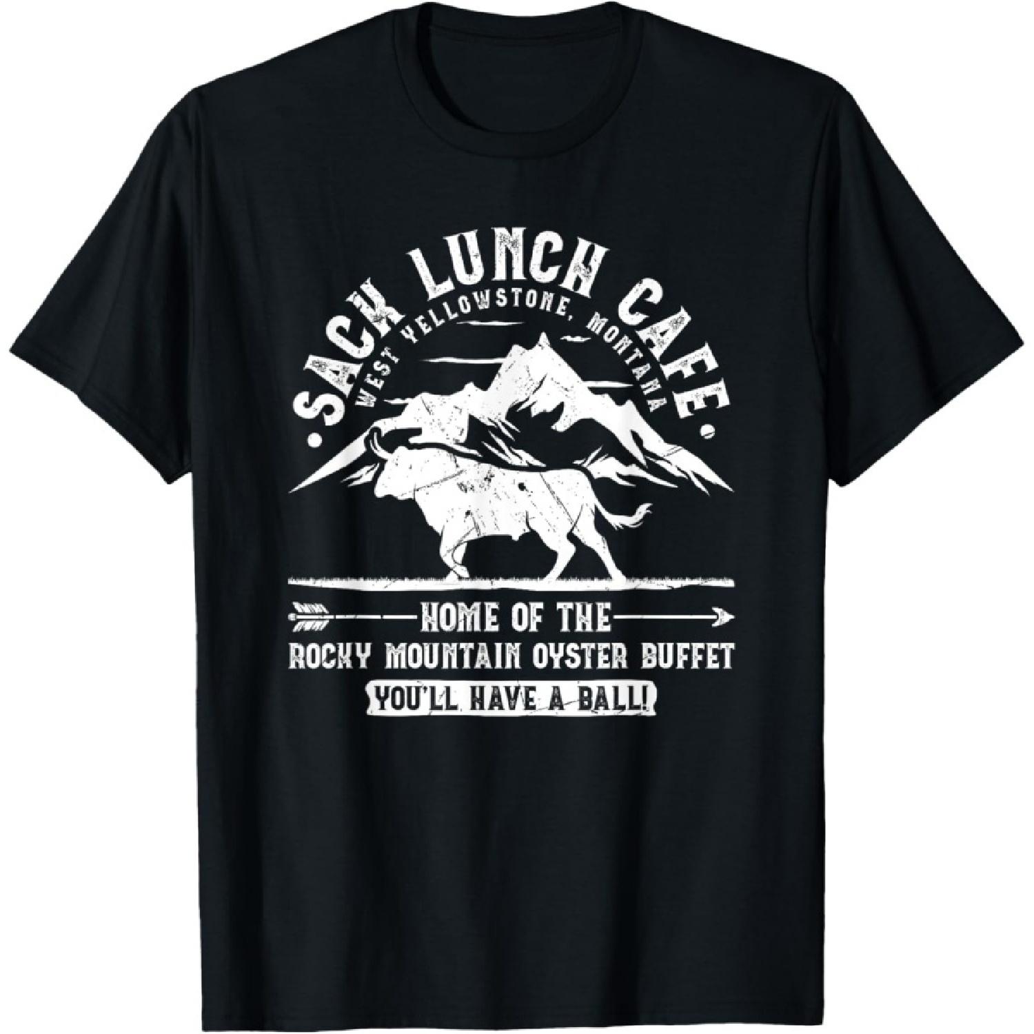 Sack Lunch Cafe Забавная футболка с горными устрицами Монтаны S