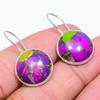 Copper Purple Turquoise Gemstone 925 Sterling Silver Jewelry Earring 1.18" GK-3122