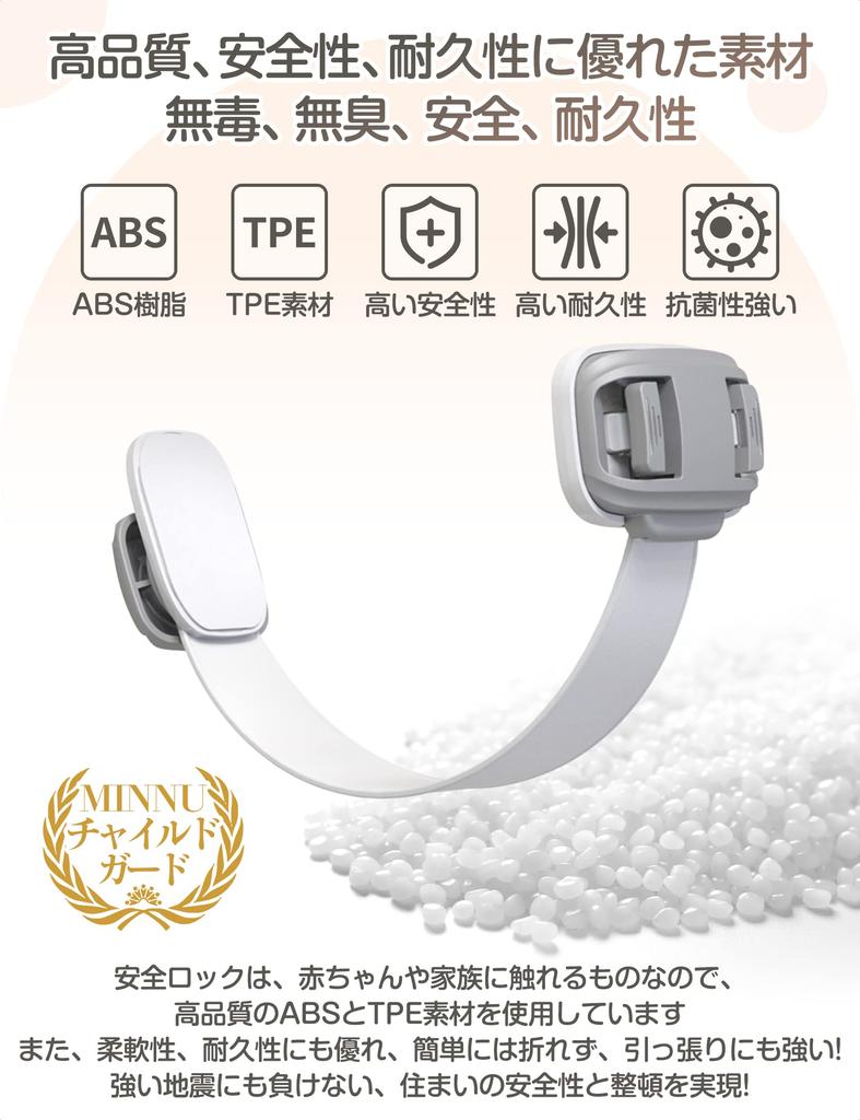 MINNU Baby-Sicherung Kindersicherung Schubladenschloss Kindersicherheits-Set Abnehmbare Baby-Tür Erdbebenschutz für Grau 5, Mehrzweck-Stopper, Schloss,