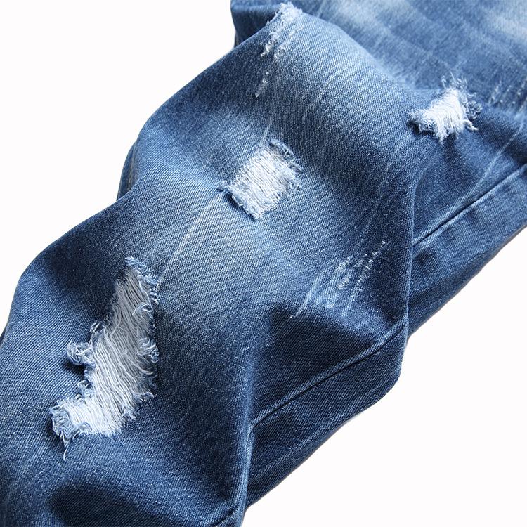 2024 European And American New Four Season Wearable Straight Cut Men'S Jeans With Holes, Slim Fit Denim Pants