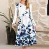 Women's fashionable loose retro printed round-neck dress