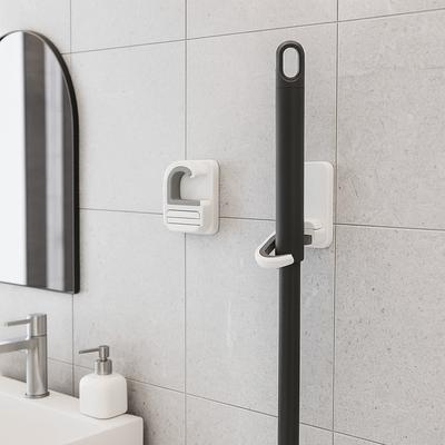 3Pcs Durable Plastic Broom Holder Self-adhesive Wall Mounted Broom Mop Clip Space Saving Waterproof Mop Hanger Bathroom