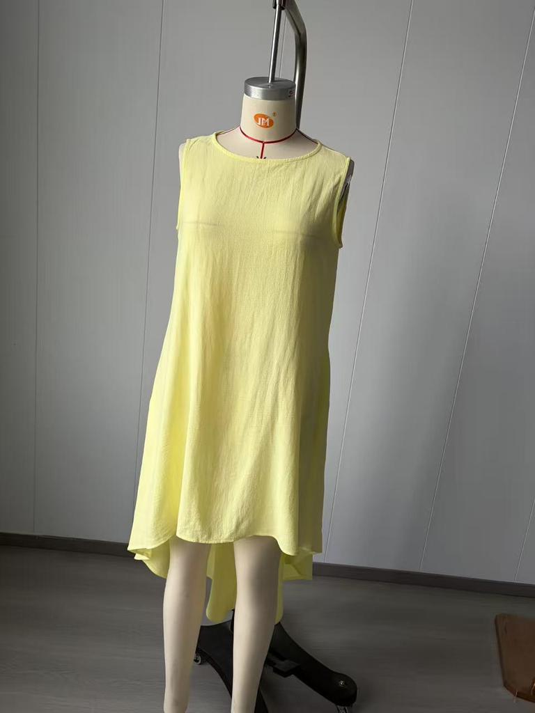 2026 Spring Women's Cotton Linen Irregular Sleeveless Dress