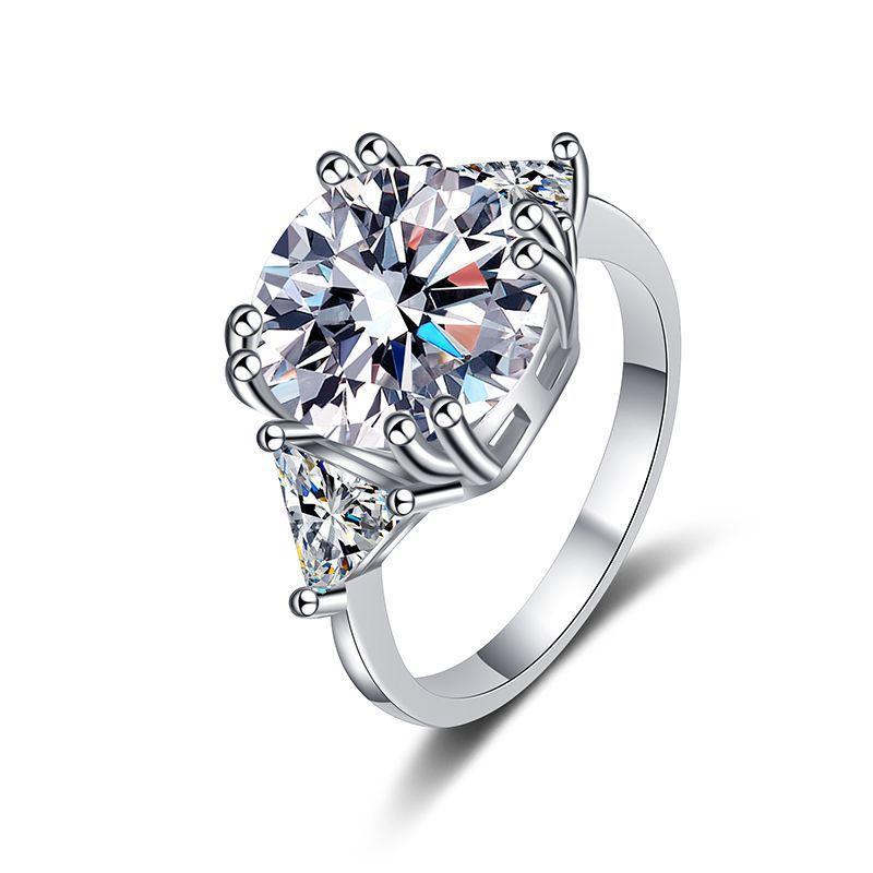 

11mm 925 Sterling Silver 3CT Round Moissanite Ring Luxury Vintage Wedding Engagement Ring With White Yellow Red Moissanite For Women US Size 9 білий