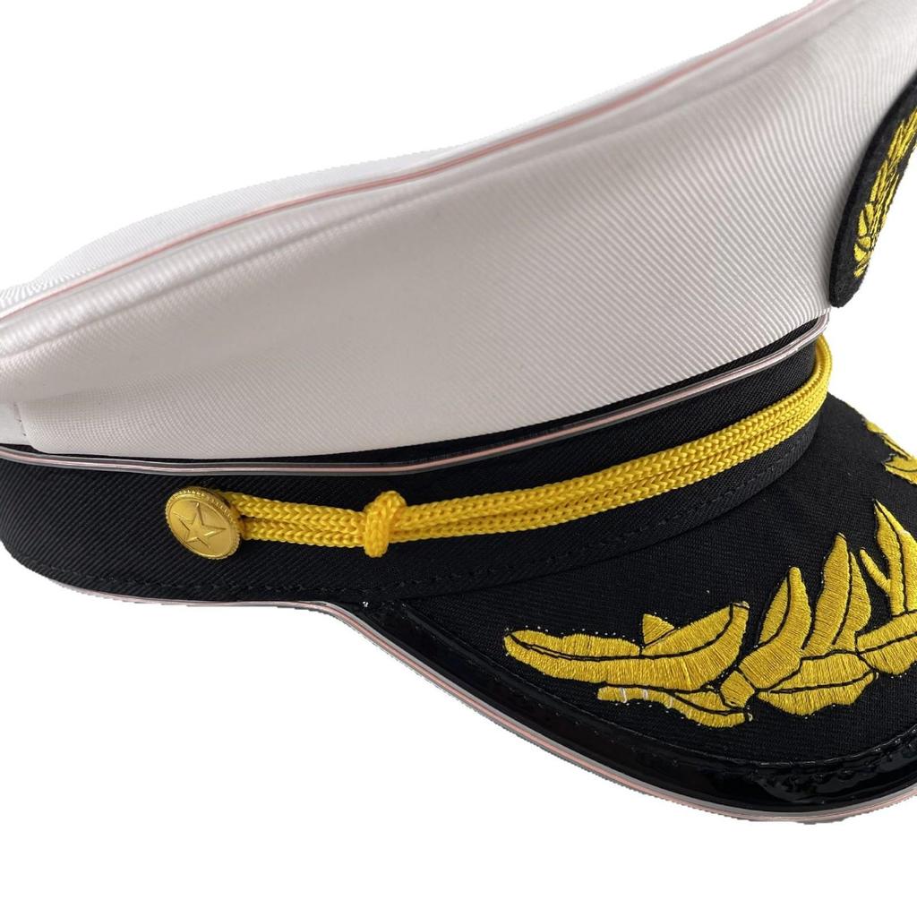 Navy Sailor LED Light-Up Embroidered Captain's Hat for Festivals and Performances