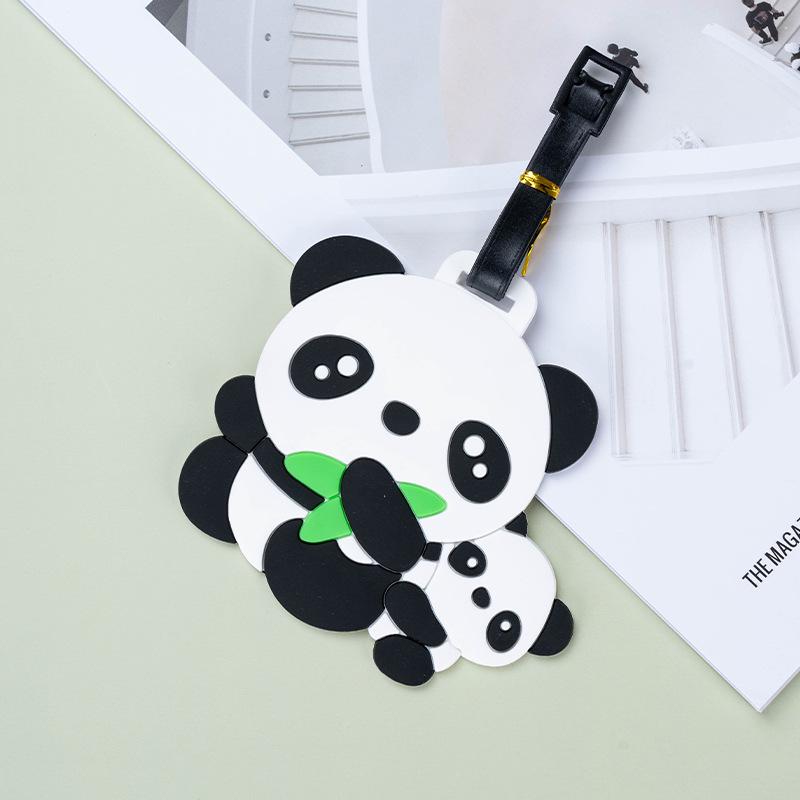 Panda Cartoon PVC Luggage Tag - Creative Travel Boarding Pass for Suitcase