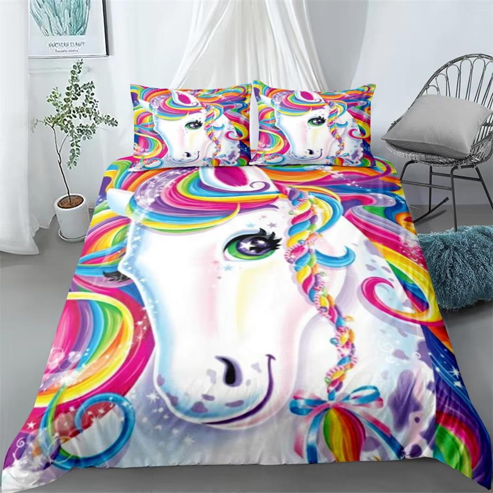 Unicorn Down Comforter Set Bedding Set 3-piece Duvet Cover Set