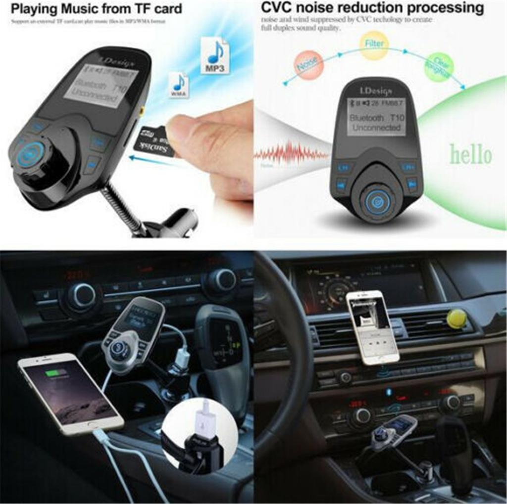 1.44" LCD Wireless FM Transmitter &USB Charger & Handsfree Bluetooth &MP3 Player