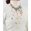 Vintage Metal Stars Moon Tassels Waterfall Pendant Necklaces for Women Men Y2K Hiphop Punk Party Jewelry Neck Accessories