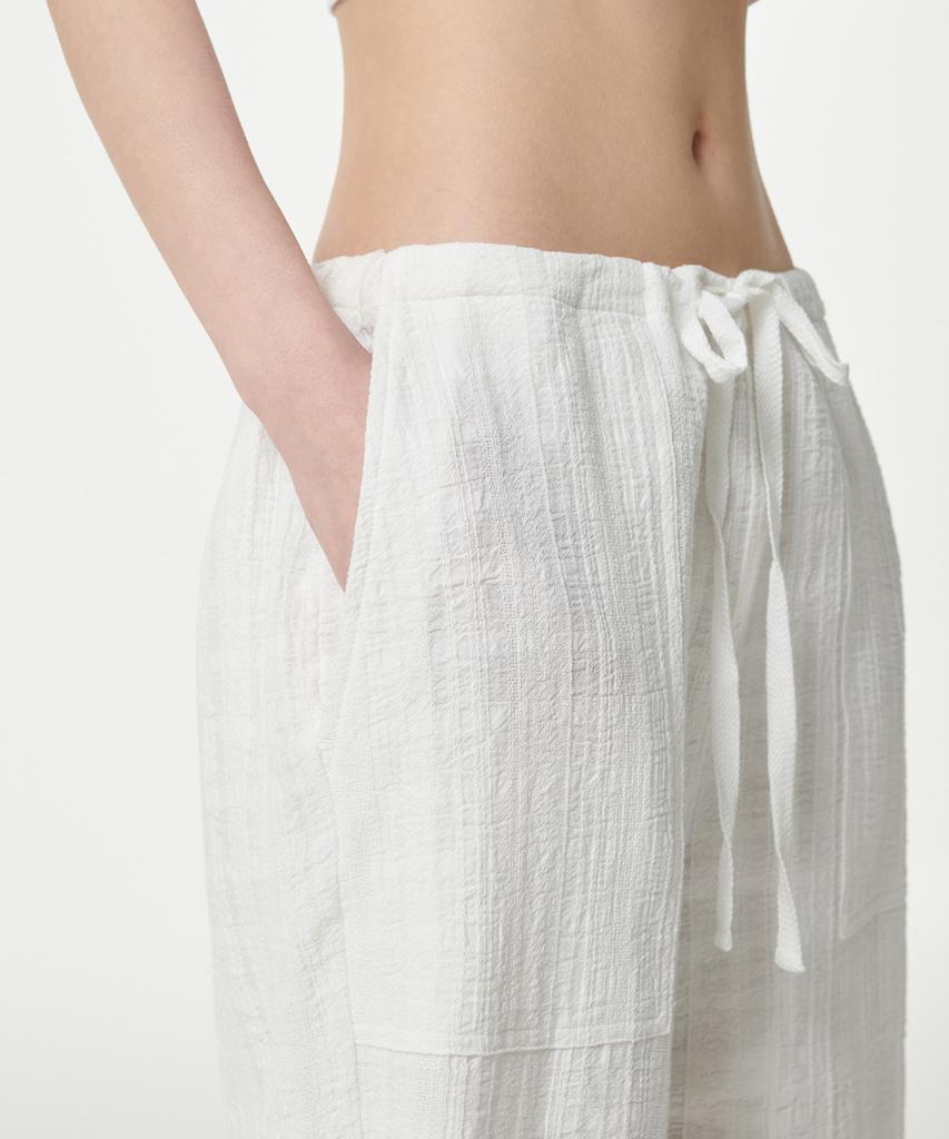 MUSINSA STANDARD WOMAN Women'S Plaid Lace Drawstring Wide Pants [Ivory]