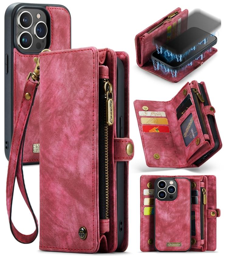 Pre iPhone 13 Pro CaseMe-008 Odnímateľné Multifunkčné Kožené Puzdro s Horizontálnym Preklopom