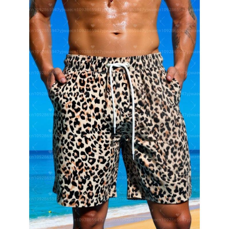 26 Summer Men Board Surf Shorts Tropical Plants Print Trunks Drawstring Elastic Quick Dry Hawaiian Beach Shorts Men Clothing