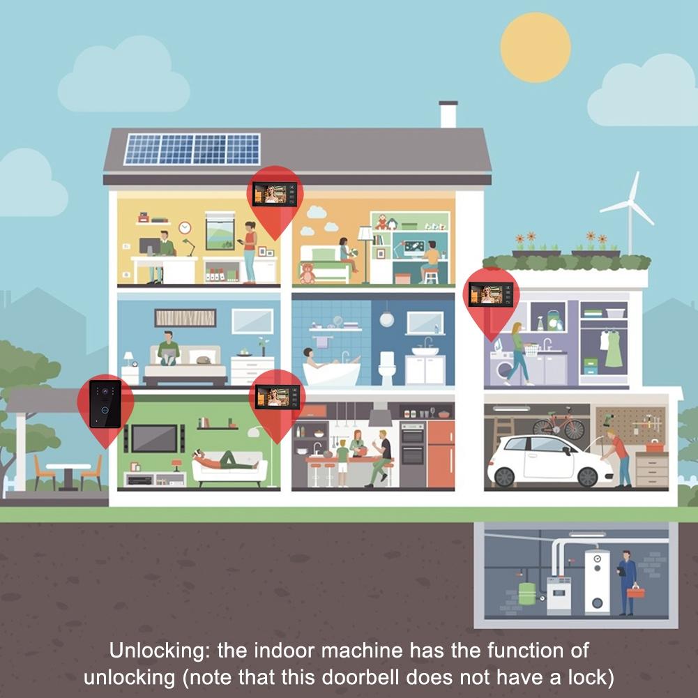 7in TFT Video Intercom Access System Home Security Doorphone with 3 Monitors