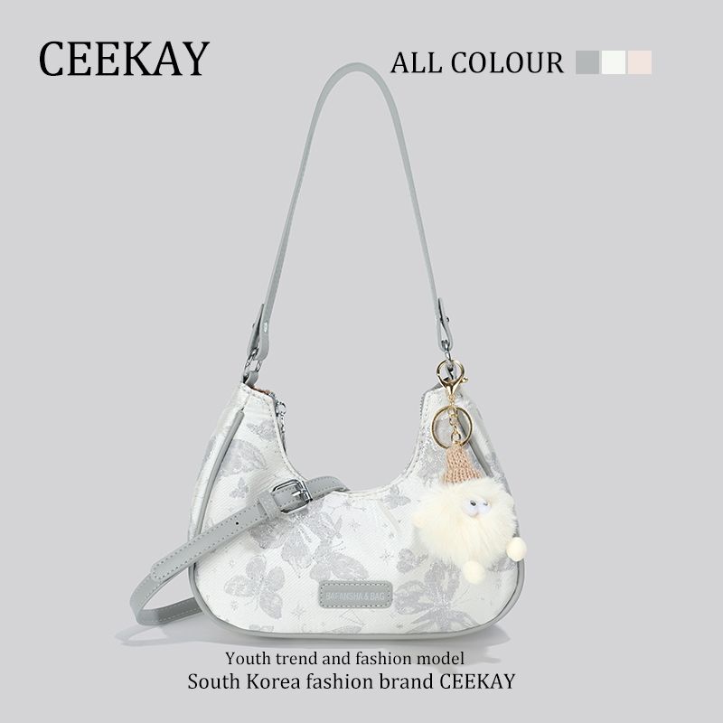 

Ceekay Special-Interest Design Girls Shoulder Underarm Bag Gray Flower(Gift bag for the counter)