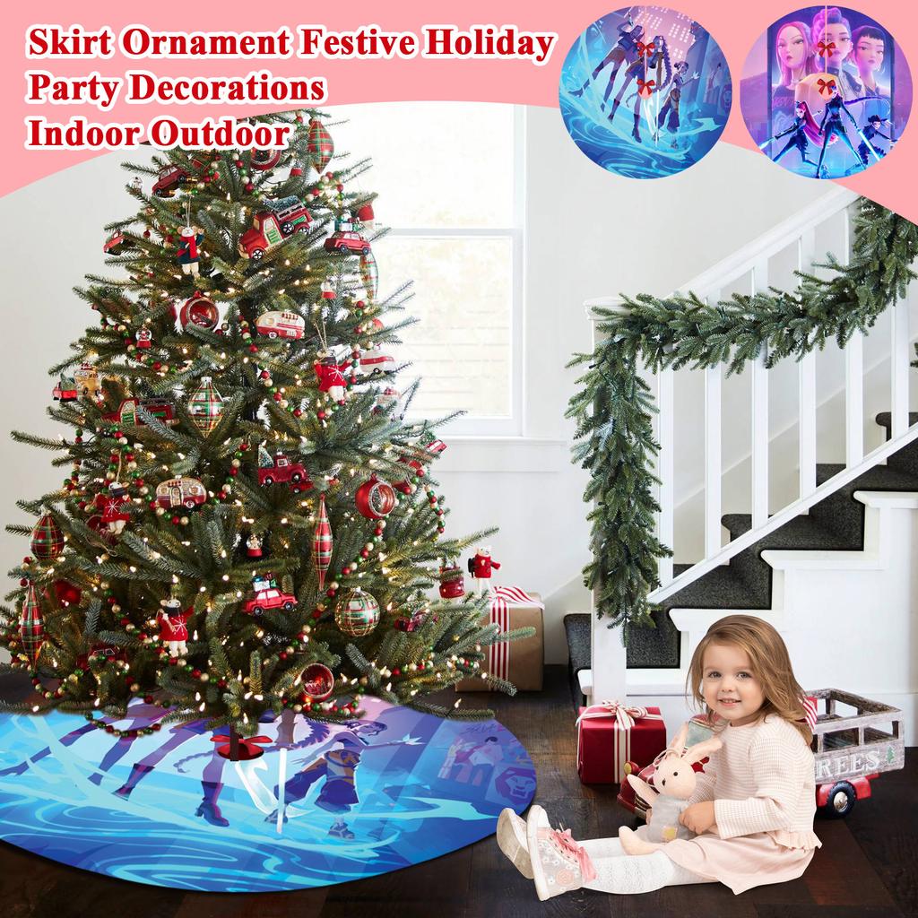 Christmas Tree Skirt Decoration For Home Xmas Tree Decorations Skirt Ornament Festive Holiday Party Decorations Indoor Outdoor 90cm