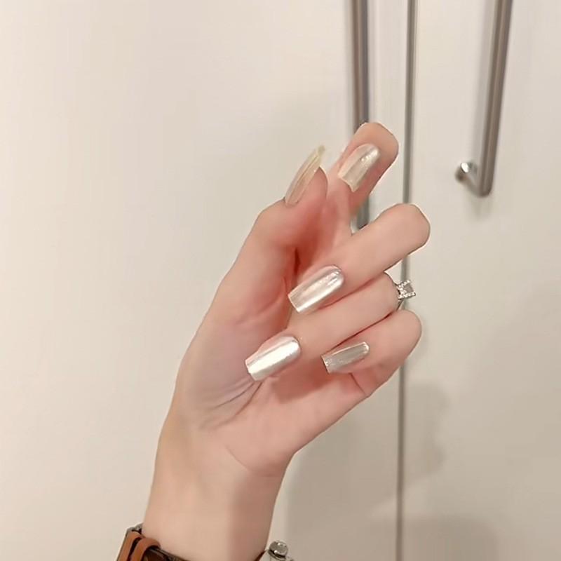 Ins Style Press On Nails Butterfly Pearl Handmade Fake Removable Women