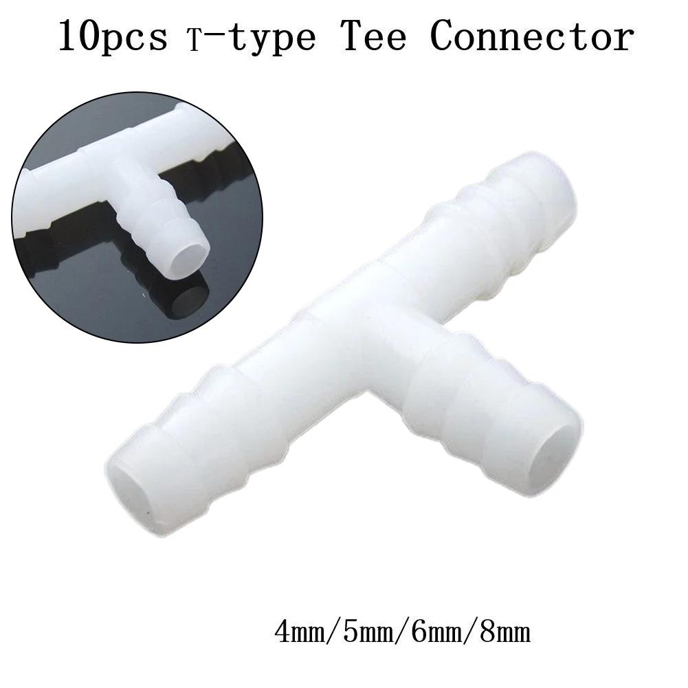 Premium PE Aquarium Adapter Air Pump Hose Connector 10PCS White T Connector Resistant to High Temperatures 4~8mm Diameter