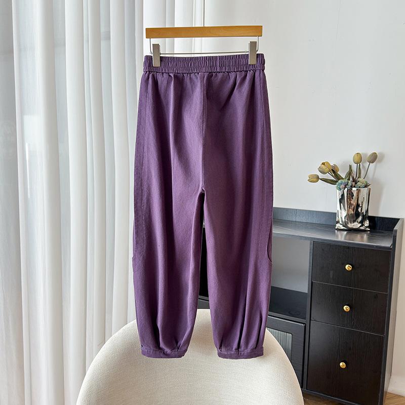 Autumn Plus Size Women's Elastic Waist Drawstring Loose High Stretch Cuffed Straight Leg Casual Pants