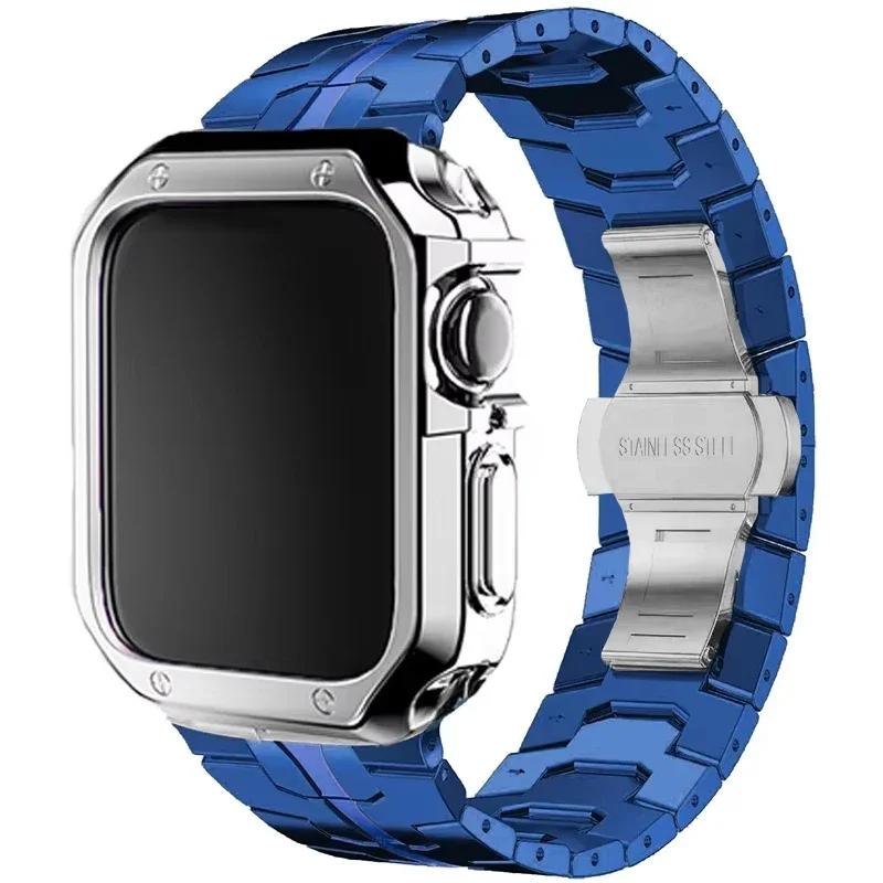 Nerezový řemínek+pouzdro pro Apple Watch Ultra 2 49mm Series 10 46mm Luxusní pánský řemínek pro IWatch 9 8 7 6 5 4 se 45mm 44 Correa