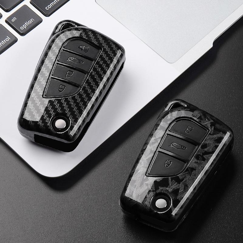 For Toyota Camry Rav4 Forturner Hilux Auris Corolla Avensis Verso Yaris Aygo Scion Tc Abs Carbon Fiber Style Car Key Case Cover