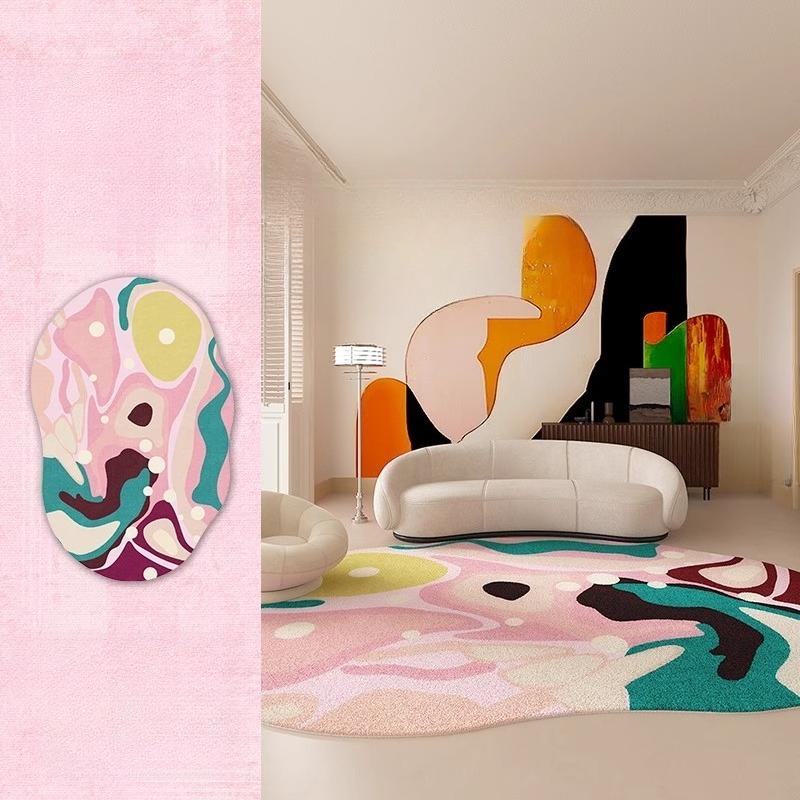 Dopamine Pink Fluffy Carpet Thick Soft Irregular Plush Rug For Living Room Bedroom Lounge Floor Mat